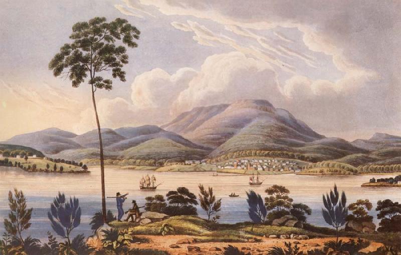 Lycett, Joseph Distant View of Hobart Town,Van Diemen-s Land,from Blufhead Sweden oil painting art